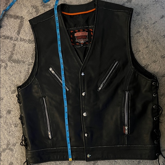 Men's Interstate Leather Biker Vest - Black - Picture 7 of 7
